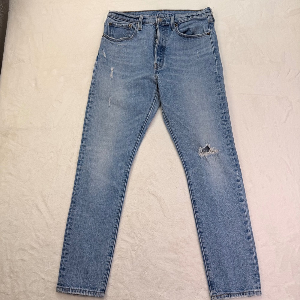 Levi's 501 Skinny Jeans Distressed Light Wash Blue Womens 26